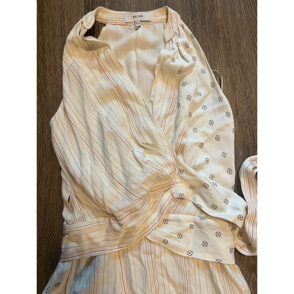 Reiss Beth Print Halter Wrap Mini Dress Ivory Size 2 - Picture 9 of 11